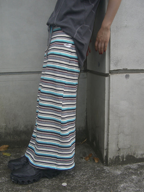 【RESTOCK】MULTICOLOR STRIPE DRAWSTRING SKIRT -BLUE MIX-