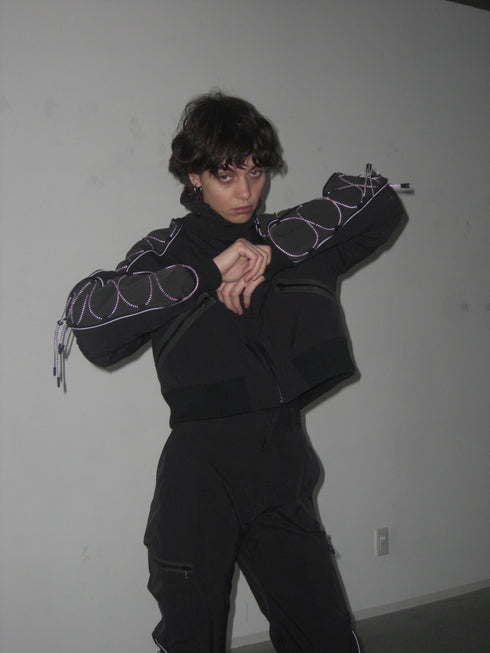 CODE MAZE ECO FABRIC BOMBER JACKET -BLACK (BAMBOO CHARCOAL)-