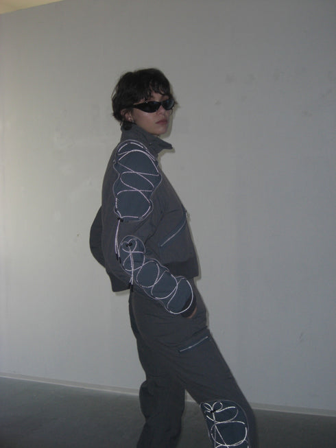 CODE MAZE ECO FABRIC BOMBER JACKET -GRAY (BAMBOO CHARCOAL)-