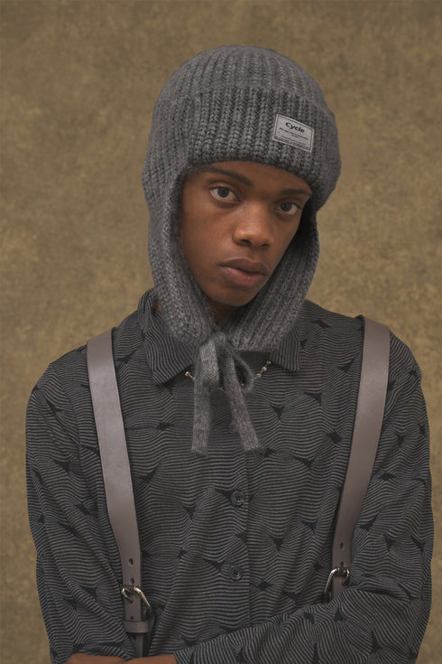 DRAW CODE MOHAIR KNIT CAP -CHARCOAL-