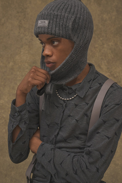 DRAW CODE MOHAIR KNIT CAP -CHARCOAL-