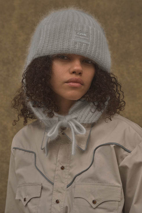 DRAW CODE MOHAIR KNIT CAP -GRAY-