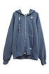 【PRE-ORDER】BEADED DRAWSTRING ZIP-UP HOODIE -BLUE-
