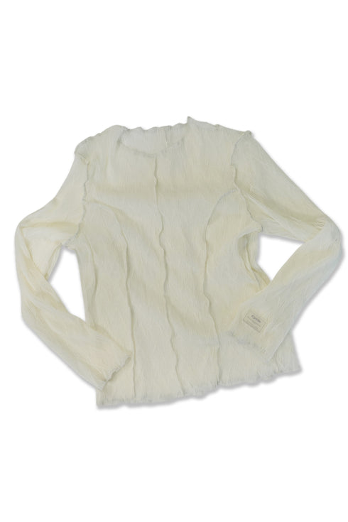 PLEATED MESH EXPOSED SEAMS TOPS -CREAM- *Last1
