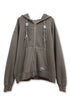 【PRE-ORDER】BEADED DRAWSTRING ZIP-UP HOODIE -BROWN-