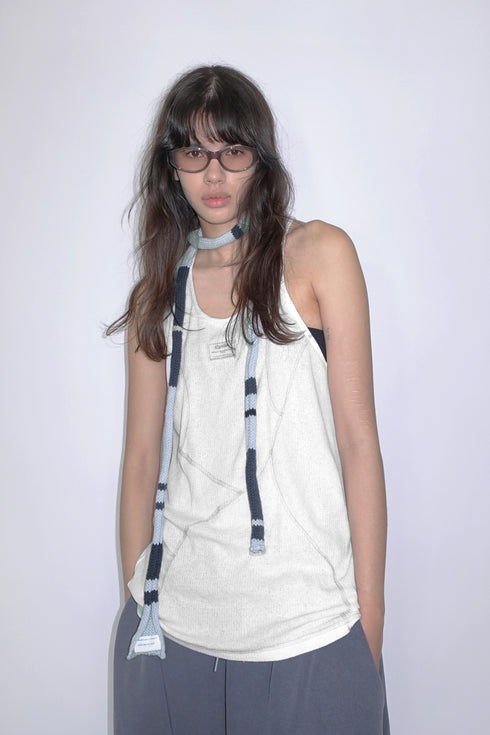 Merbeau × Cycle HANDMADE WIND SCARF -LIGHT BLUE × SLATE CHARCOAL- *Last1