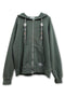 【PRE-ORDER】BEADED DRAWSTRING ZIP-UP HOODIE -DARK GREEN-