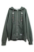 【PRE-ORDER】BEADED DRAWSTRING ZIP-UP HOODIE -DARK GREEN-