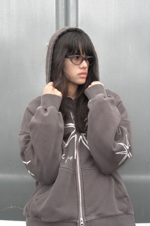 Mayte × Cycle ECHO STAR WASHED ZIP-UP HOODIE -BROWN-