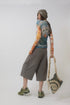 CIRCLE CUT-OUT WASHED HALF PANTS -BROWN SWEAT-