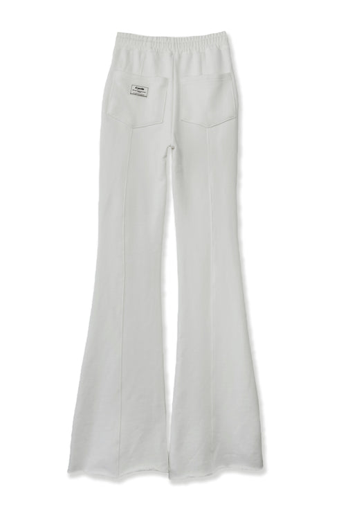 PIN TUCK CUT-OFF FLARE PANTS -WHITE- *Last1