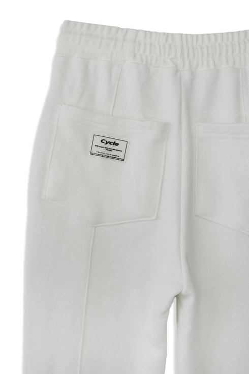 PIN TUCK CUT-OFF FLARE PANTS -WHITE- *Last1