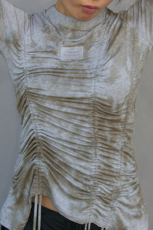 RUCHED ECLIPSE DYE TOP -GRAY MIX-