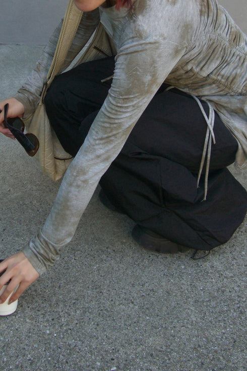 RUCHED ECLIPSE DYE TOP -GRAY MIX-