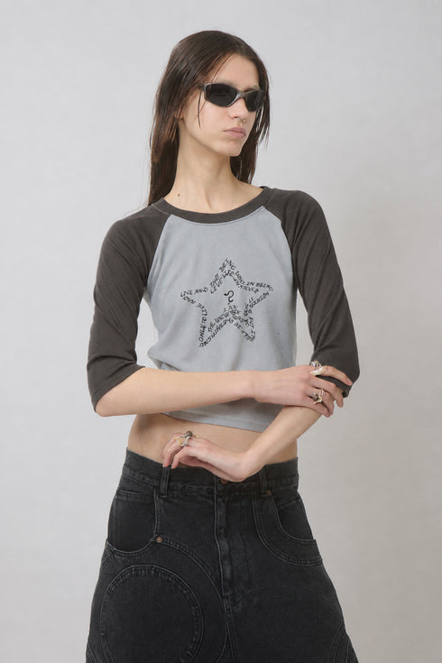 FEUERGOD × Cycle STAR RAGLAN TEE -CHARCOAL×ASH BLUE-