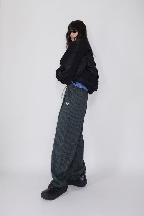 Mayte × Cycle ECHO STAR CHECK PANTS -DARK GREEN-