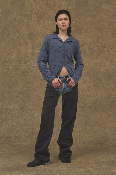 UPCYCLE WESTERN DENIM PANTS -BLUE × BLACK-