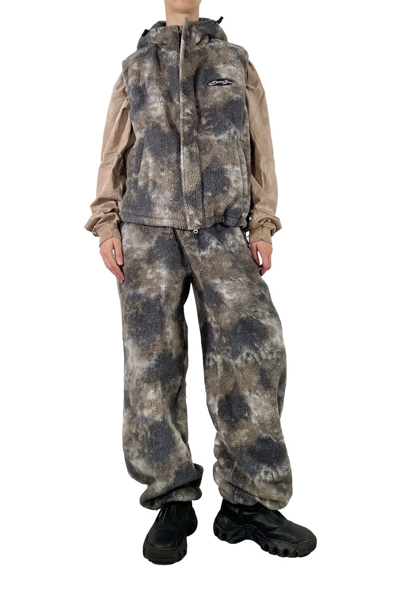 Tiedye boa vest brown mix *last1 Cycle by myob