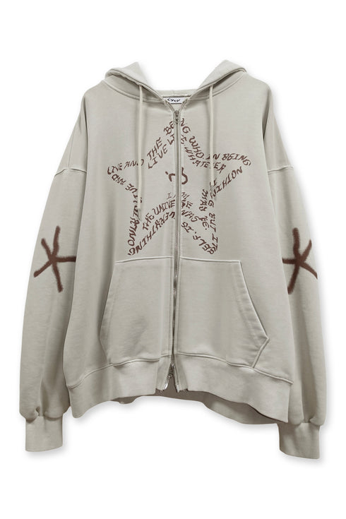 【PRE-ORDER】FEUERGOD × Cycle STAR ZIP-UP HOODIE -BEIGE-