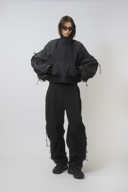 【PRE-ORDER】METAMORPHOSIS ECO FABRIC BOMBER JACKET -BLACK (BAMBOO CHARCOAL)-