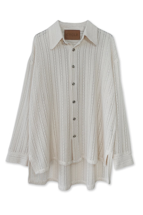【RESTOCK】SUMMER KNIT SPIRAL BUTTON SHIRT -IVORY-