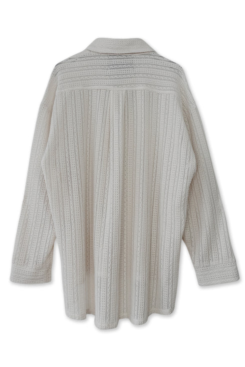 【RESTOCK】SUMMER KNIT SPIRAL BUTTON SHIRT -IVORY-