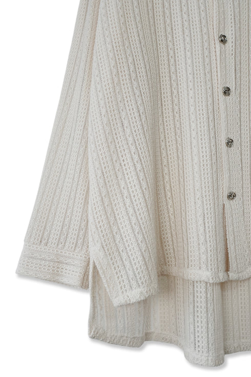【RESTOCK】SUMMER KNIT SPIRAL BUTTON SHIRT -IVORY-