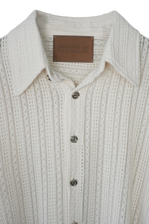 【RESTOCK】SUMMER KNIT SPIRAL BUTTON SHIRT -IVORY-