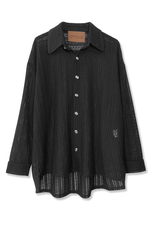 【RESTOCK】SUMMER KNIT SPIRAL BUTTON SHIRT -BLACK-
