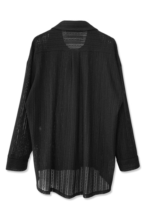 【RESTOCK】SUMMER KNIT SPIRAL BUTTON SHIRT -BLACK-