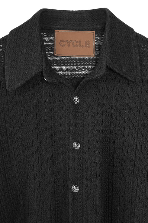 【RESTOCK】SUMMER KNIT SPIRAL BUTTON SHIRT -BLACK-