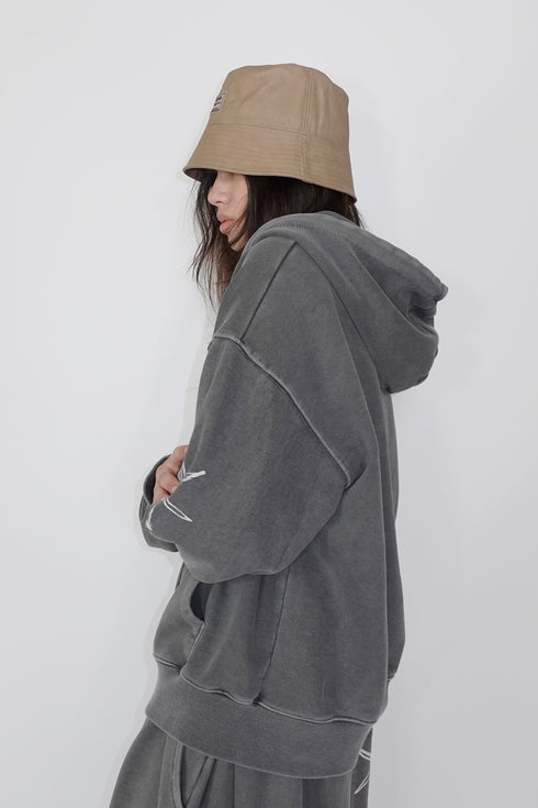 VEGAN LEATHER BUCKET HAT -BEIGE- *Last1