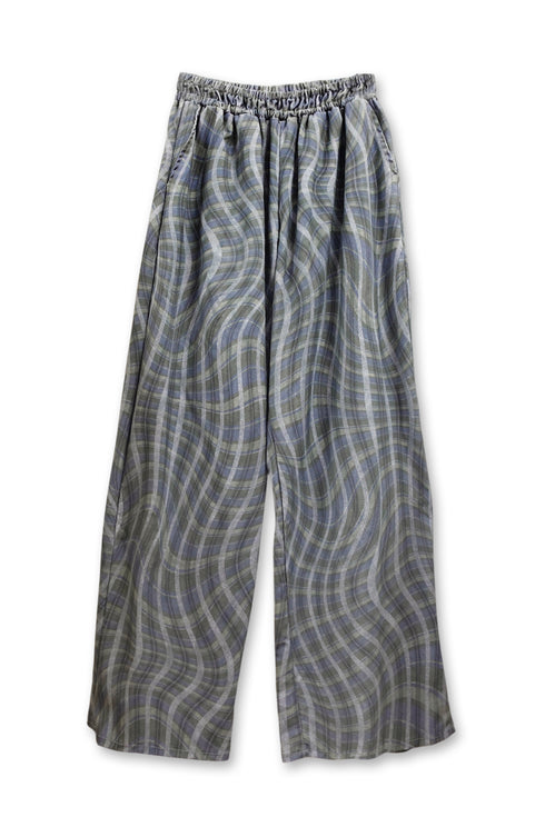 【PRE-ORDER】WAVY CHECK TROUSERS -BLUE MIX-