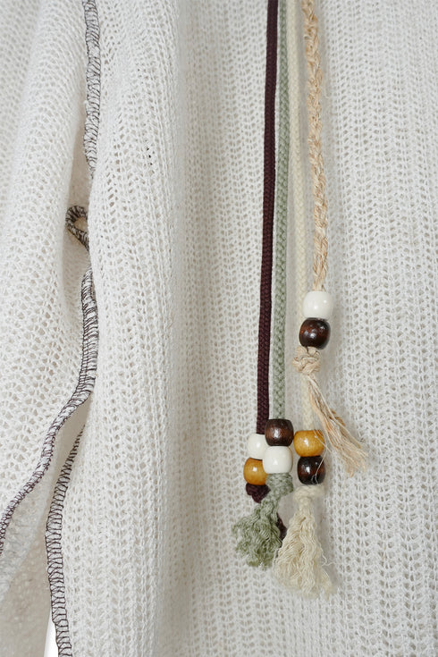 【RESTOCK】BOHO BEADED SUMMER MESH ZIP-UP HOODIE -IVORY- *Last1