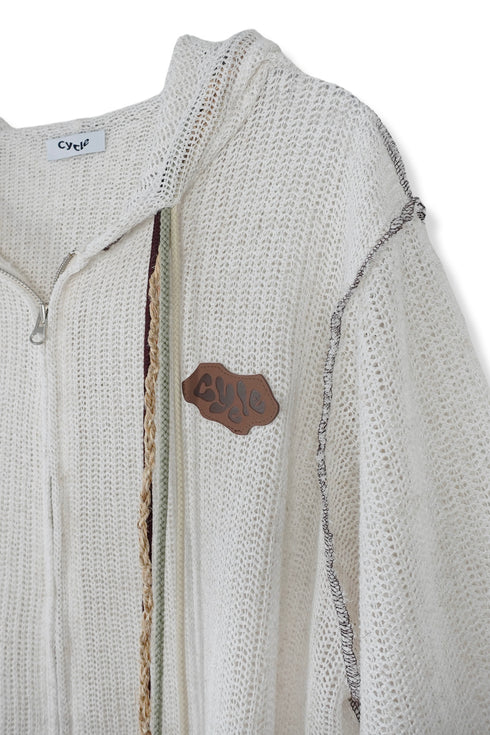 【RESTOCK】BOHO BEADED SUMMER MESH ZIP-UP HOODIE -IVORY- *Last1