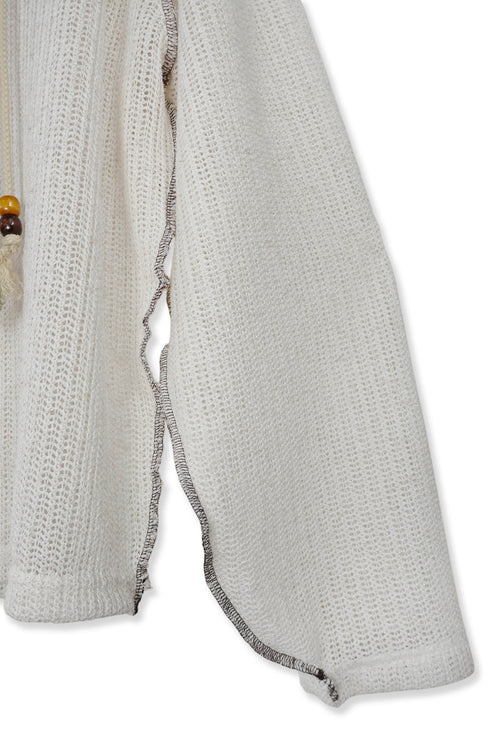 【RESTOCK】BOHO BEADED SUMMER MESH ZIP-UP HOODIE -IVORY- *Last1