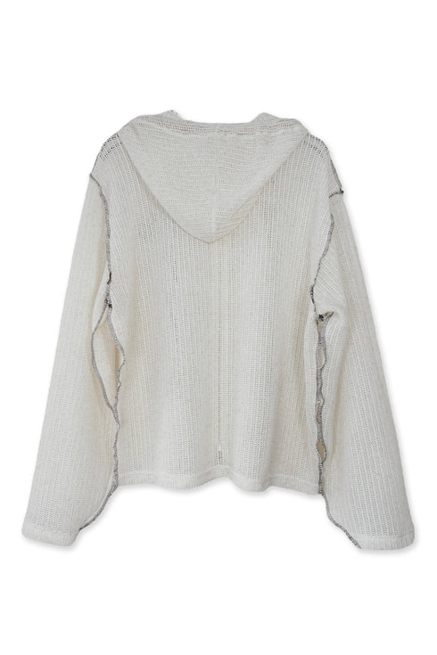 【RESTOCK】BOHO BEADED SUMMER MESH ZIP-UP HOODIE -IVORY- *Last1