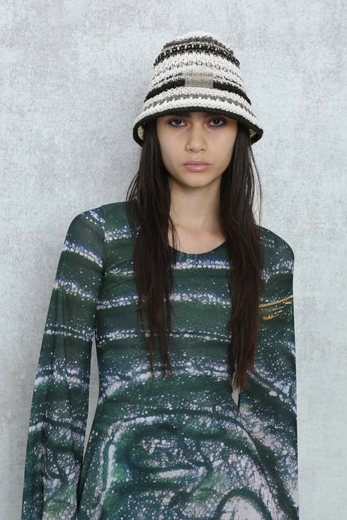 SUMMER MULTI BORDER HAT -IVORY MIX-