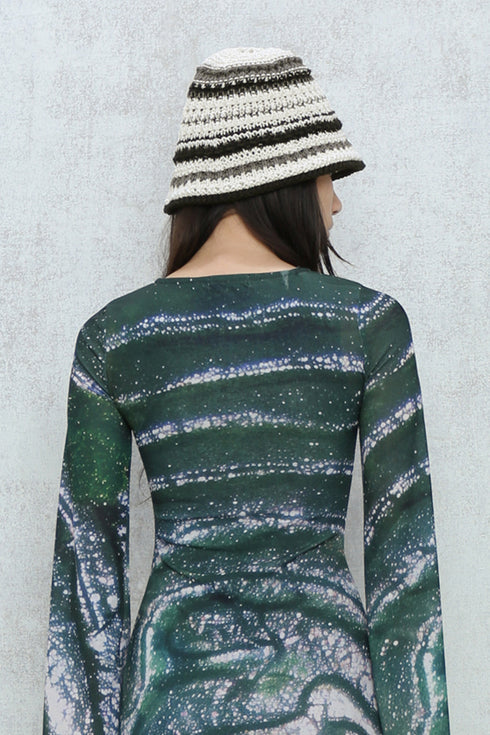 SUMMER MULTI BORDER HAT -IVORY MIX-