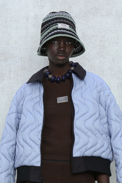 SUMMER MULTI BORDER HAT -BLACK MIX-