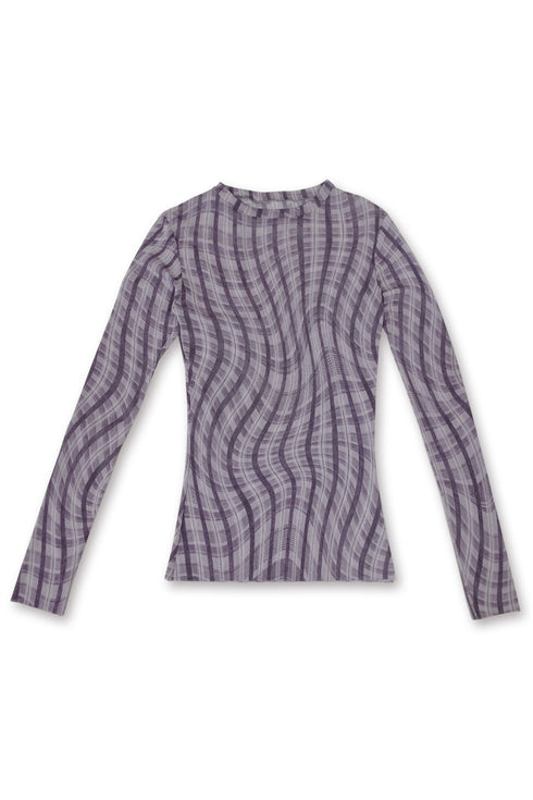 SPELL WAVE PLAID SECOND SKIN TOPS -WHITE x LIGHT PURPLE MIX-