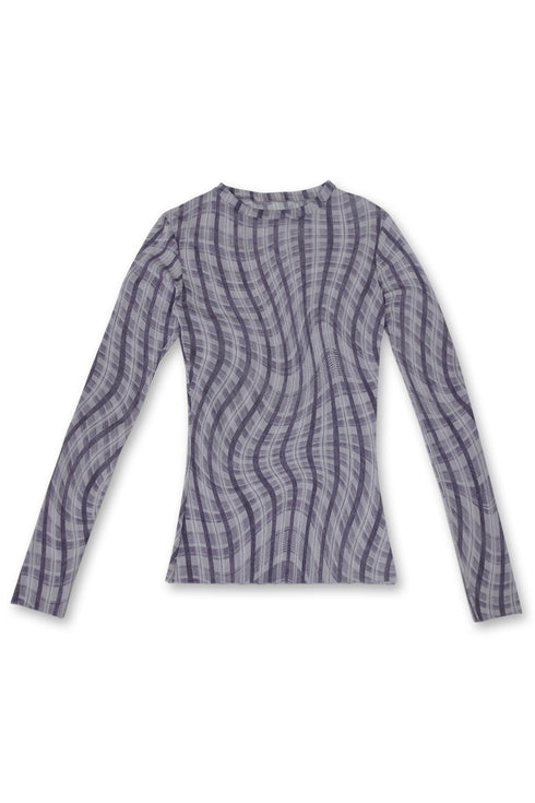 【PRE-ORDER】WAVY CHECK SECOND SKIN TOPS -PURPLE MIX-