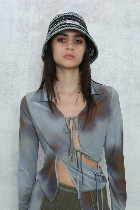 SUMMER MULTI BORDER HAT -BLACK MIX-