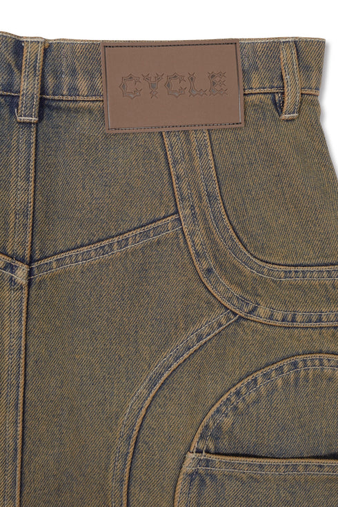 【RESTOCK】CIRCLE CUT-OUT MINI SKIRT -RUSTED BROWN- *Last1