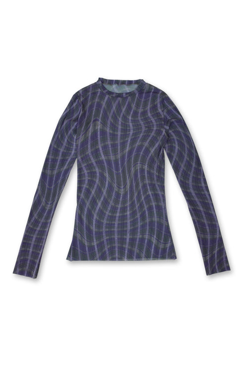 【PRE-ORDER】WAVY CHECK SECOND SKIN TOPS -GREEN MIX-