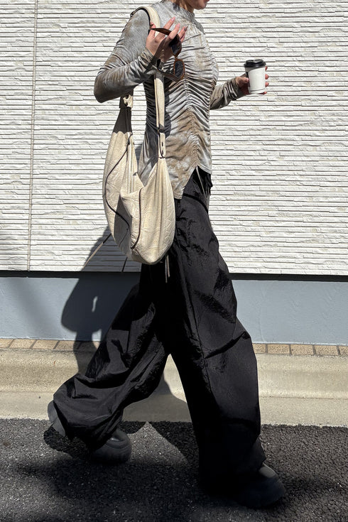 RUCHED ECLIPSE DYE TOP -GRAY MIX-