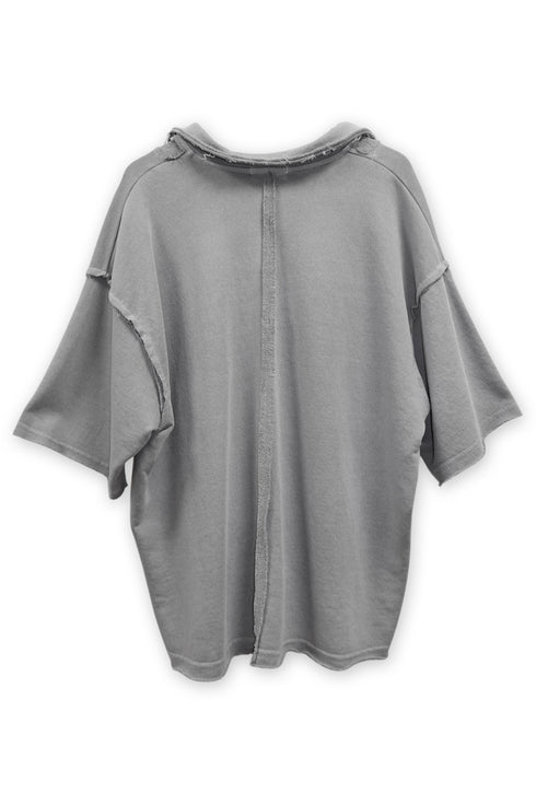 WASHED CUT-OFF SWEAT TOP -GRAY-