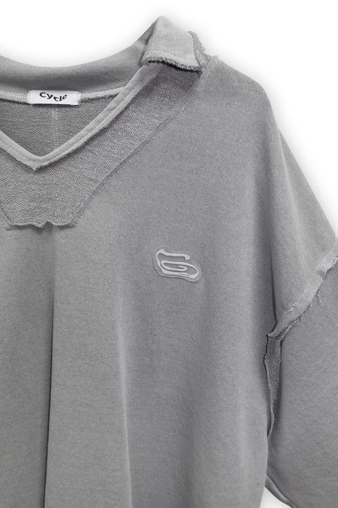 WASHED CUT-OFF SWEAT TOP -GRAY-