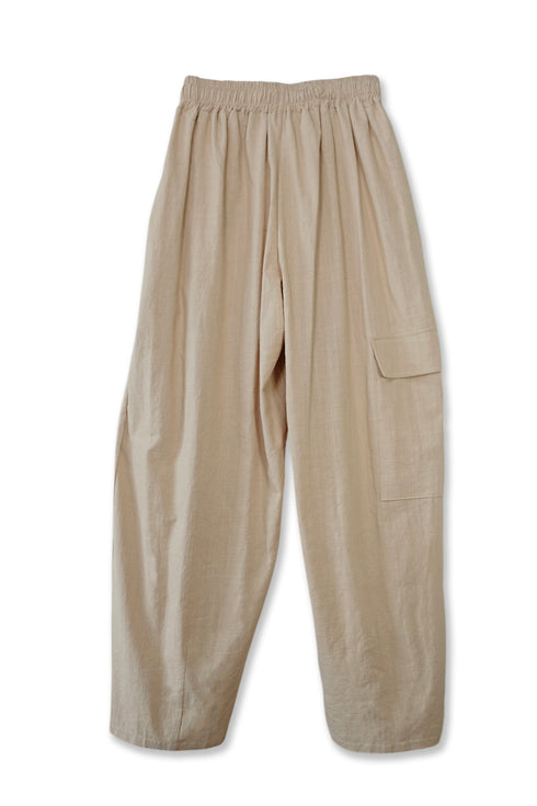 【RESTOCK】LINEN WIDE CARGO PANTS -SAND-
