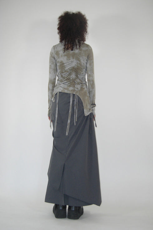 RUCHED ECLIPSE DYE TOP -GRAY MIX-
